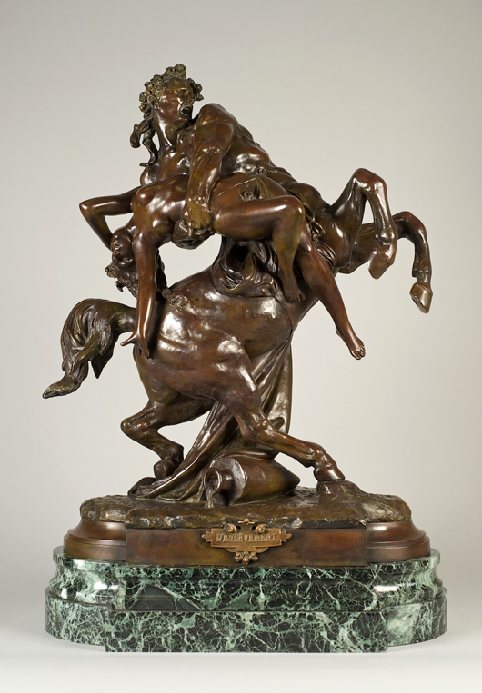 An “exceptional cast” of ‘The Abduction of Hippodamie’, dated 1871,  modelled by Auguste Rodin while in the employ of Albert-Ernest Carrier  Belleuse. Sold by Bowman Sculpture to the Art Gallery of Ontario at  Masterpiece London. Image courtesy of Bowman Sculpture.